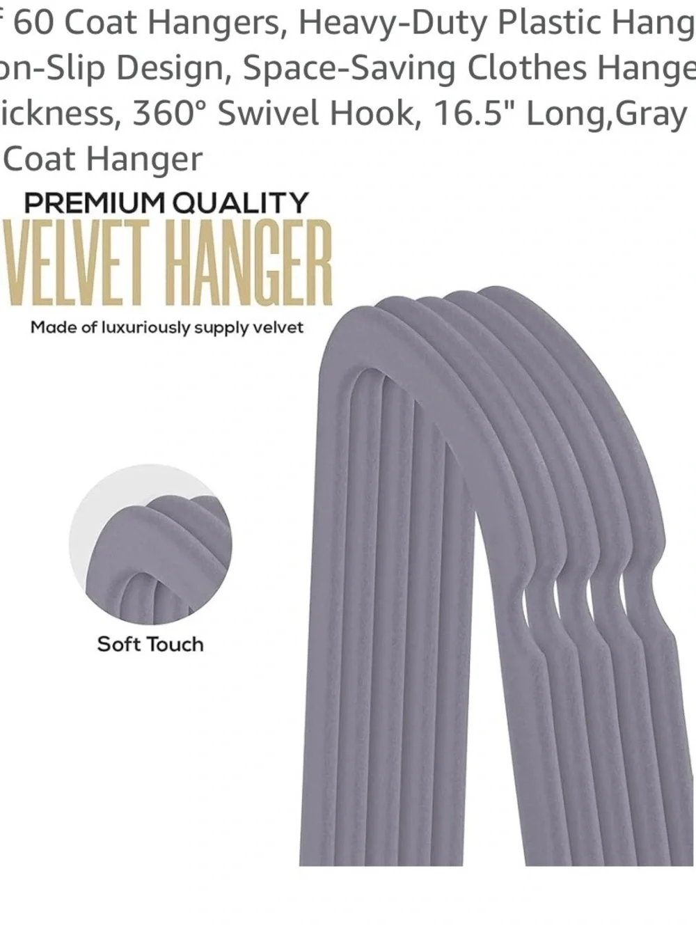 Pack of 50 Coat Hangers, Heavy-Duty Velvet Hangers with Non-Slip Design